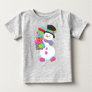 T-shirt Pour Bébé Snowman de Noël, Nez de carotte, Cadeaux, Présenta