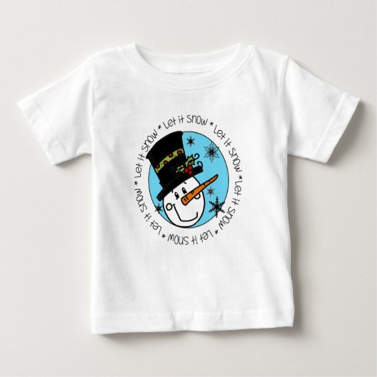 T-shirt Pour Bébé Snowman Laisser Neige Fêtes De Noël (Devant)