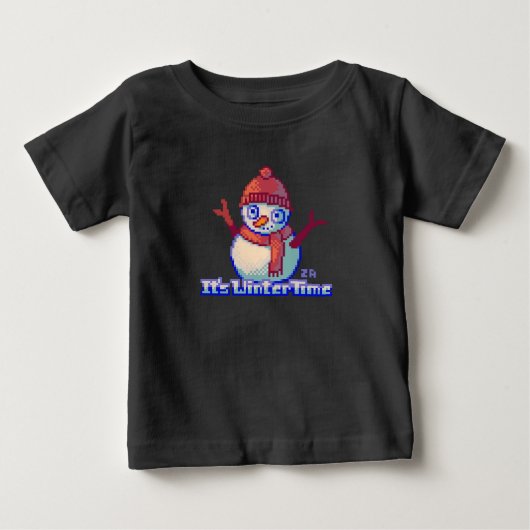 T-shirt Pour Bébé Snowman Pixel Art (Devant)