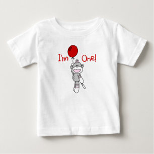 T-shirt Pour Bébé Sock Monkey Girl 1er anniversaire