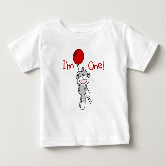 T-shirt Pour Bébé Sock Monkey Girl 1er anniversaire (Devant)