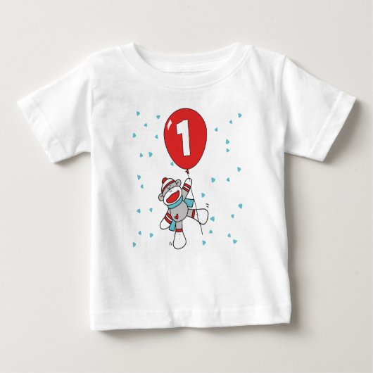 T-shirt Pour Bébé Sock Monkey premier anniversaire (Devant)