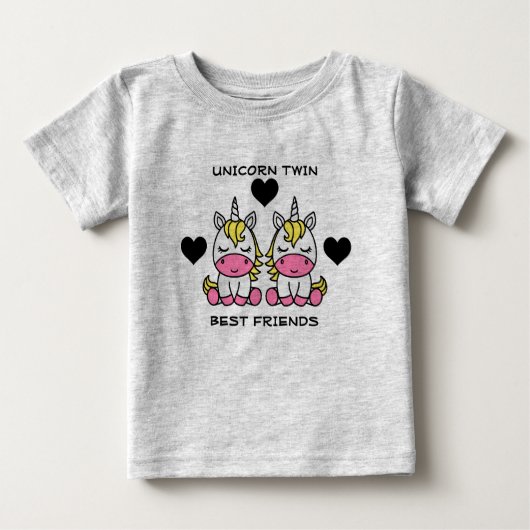 T-shirt Pour Bébé Sœur jumelle licorne (Devant)