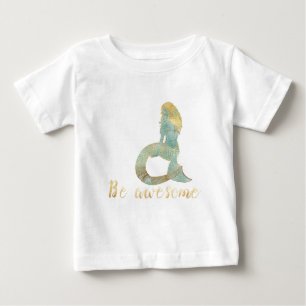 T-shirt Pour Bébé Sois Incroyable Or Aqua Étincelle Sirène