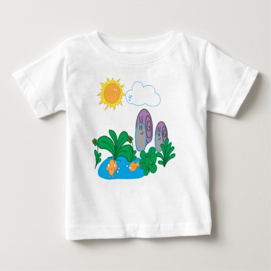T-shirt Pour Bébé Soleil et nuages gais brille sur les escargots et  (Devant)