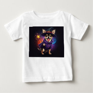 T-shirt Pour Bébé sorcière chihuahua lançant un sortilège