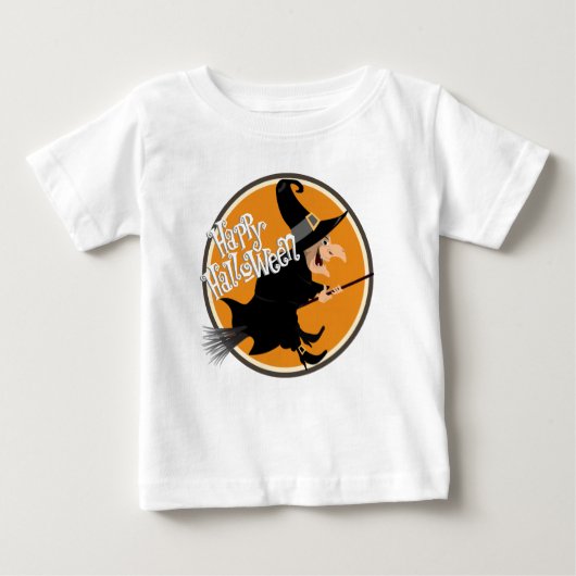 T-shirt Pour Bébé Sorcière volante Joyeux Halloween (Devant)