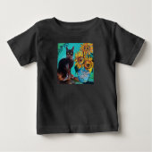 T-SHIRT POUR BÉBÉ SOUCHES AVEC CHAT EN TURQUOISE BLEUE (Devant)