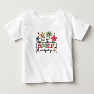 T-shirt Pour Bébé Sourire Chaque Jour Rétro Fleurs Enfants