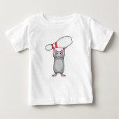 T-shirt Pour Bébé Souris à Bowling avec épingle de Bowling (Devant)