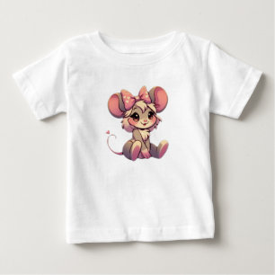 T-shirt Pour Bébé Souris caricature de charme en style Vintage"