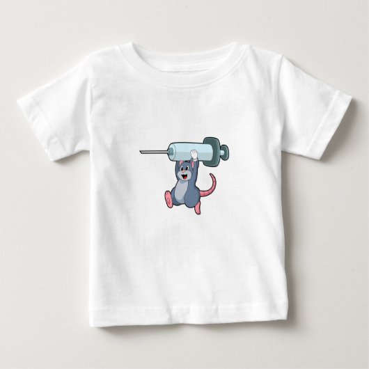 T-shirt Pour Bébé Souris comme infirmière avec Syringe.PNG (Devant)