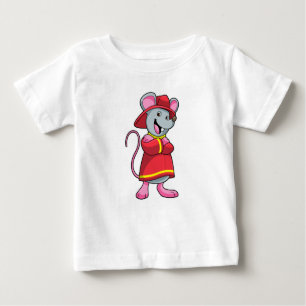 T-shirt Pour Bébé Souris comme pompier avec casque