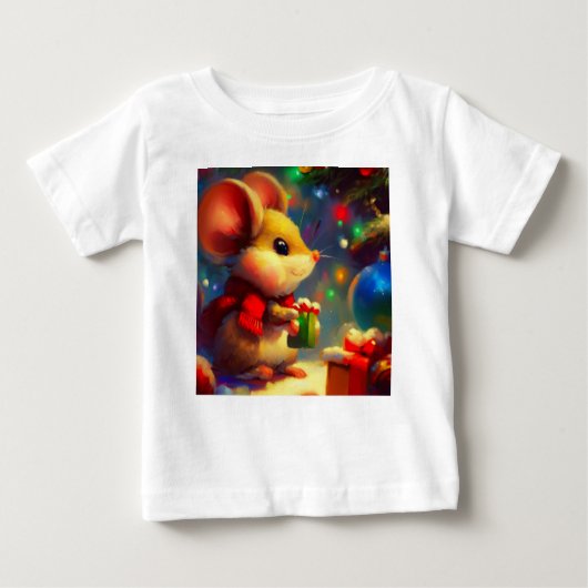 T-shirt Pour Bébé Souris de Noël 2 (Devant)