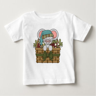 T-shirt Pour Bébé Souris de Noël dans le panier