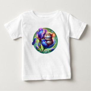 T-shirt Pour Bébé Souris endormie dans une fleur, adorable bébé anim