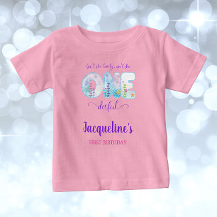 T-shirt Pour Bébé Sous les Sea Girls 1er anniversaire fête rose