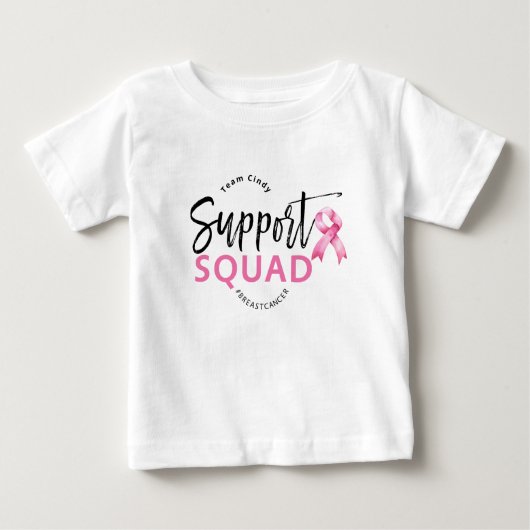 T-shirt Pour Bébé Soutien Squad Cancer du Sein Ruban rose (Devant)