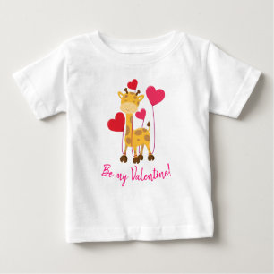 T-shirt Pour Bébé Soyez ma Saint Valentin jolie Giraffe avec ballons