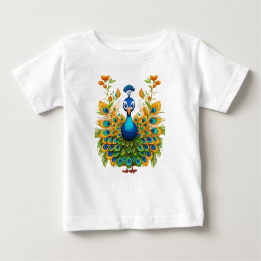 T-shirt Pour Bébé Spectre de plumes : Peacock Ensemble Extravaganza (Devant)