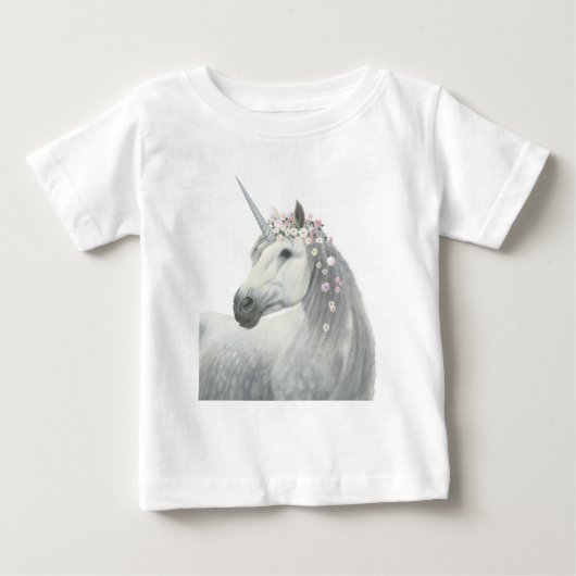 T-shirt Pour Bébé Spirit Unicorn avec fleurs à Mane (Devant)