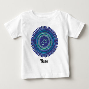T-shirt Pour Bébé Spirituel Mandala Om Purple Aqua Bleu Customisé