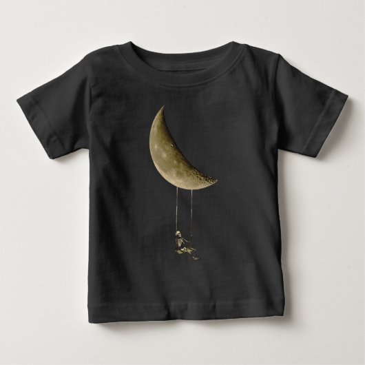 T-shirt Pour Bébé Squelette coudre sur la lune mûre Halloween (Devant)