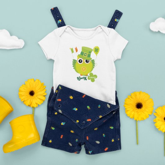 T-shirt Pour Bébé St Patrick Owl Leprechaun Casquette irlandais Drap