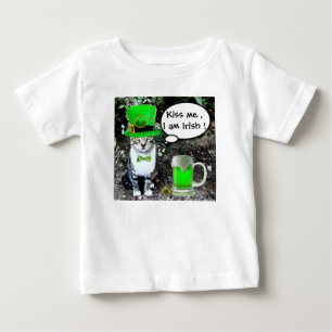 T-SHIRT POUR BÉBÉ ST PATRICK'S DAY CHAT AVEC BIÈRE IRLANDAISE VERTE