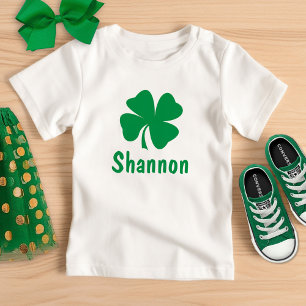 T-shirt Pour Bébé St. Patrick's Day Green Shamrock Nom personnalisé