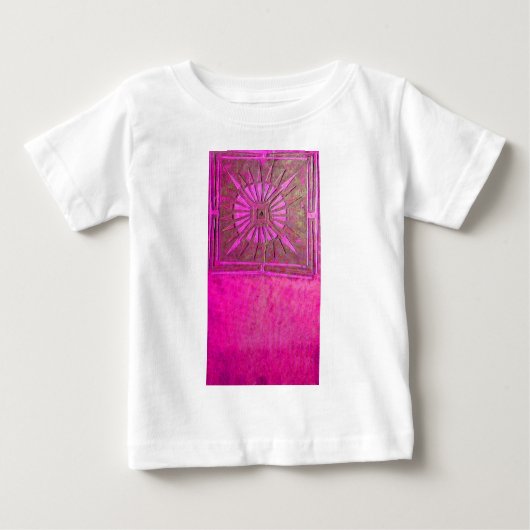 T-shirt Pour Bébé STAR DU MATIN Rose, Fuchsia Black, Monogramme (Devant)