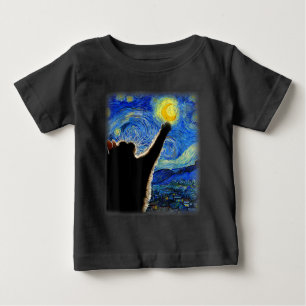 T-shirt Pour Bébé Starry Night Cat, Van Gogh Amoureux des chats Cat 