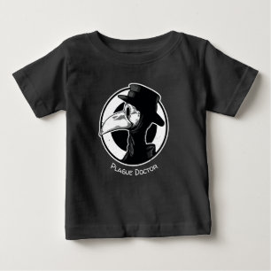 T-shirt Pour Bébé Steampunk Plague Doctor Bird Mask B/W