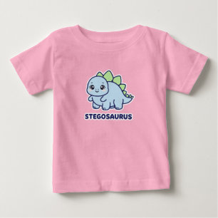 T-shirt Pour Bébé Stégosaure Bébé Bleu Mignon Dinosaur Chibi
