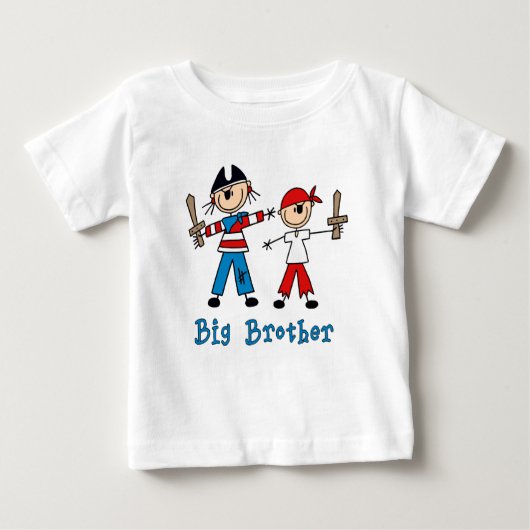 T-shirt Pour Bébé Stick Pirates Big Brother (Devant)