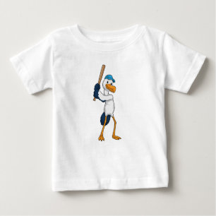 T-shirt Pour Bébé Stork au baseball avec batte de baseball