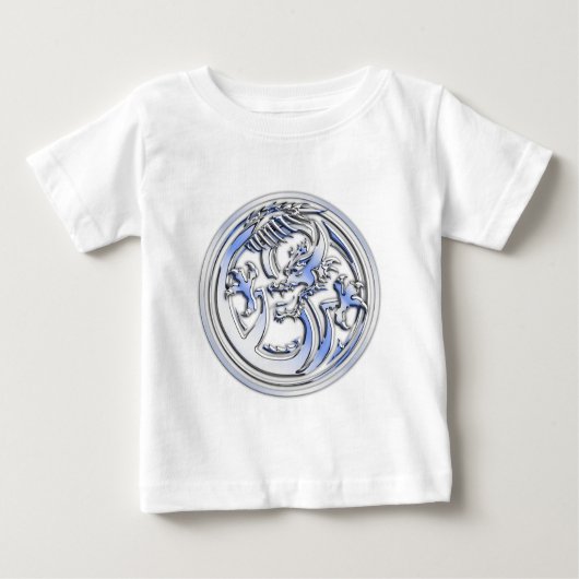 T-shirt Pour Bébé Style Chrome badge Dragon sur Carbon Fibre Print (Devant)