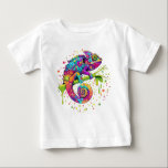 T-shirt Pour Bébé Style d'aquarelle des teintures Chameleon<br><div class="desc">Chameleon Peinture Taches Aquarelle Style étrange art surréel. Image originale du logo vectoriel Copyright BluedarkArt.</div>