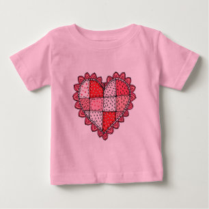 T-shirt Pour Bébé Style de doodle art de cœur en patchwork faux pour