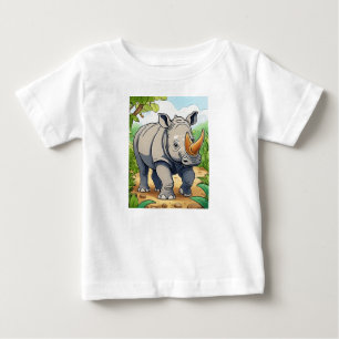 T-shirt Pour Bébé Style Sticker Cartoon Rhinoceros