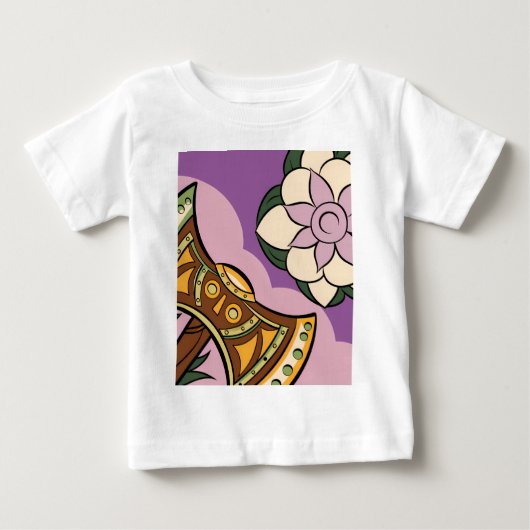T-shirt Pour Bébé Stylized Axe and Flower Design (Devant)