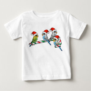 T-shirt Pour Bébé Sucre de canne Père Noël Budgies