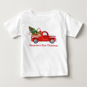 T-shirt Pour Bébé Sucres de canne de Camion de Noël pour bébé rou