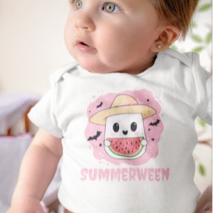 T-shirt Pour Bébé Summerween Mignon Fantôme Pastèque Été