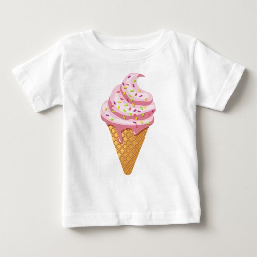 T-shirt Pour Bébé sundae fraise en cône gaufre avec garniture (Devant)