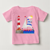 T-shirt Pour Bébé Sunny Sailing Ocean Adventure Voilier Phare (Devant)