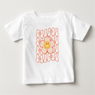 T-shirt Pour Bébé Super Mimi Joyeux Visage Sourire mignon Daisy Flow