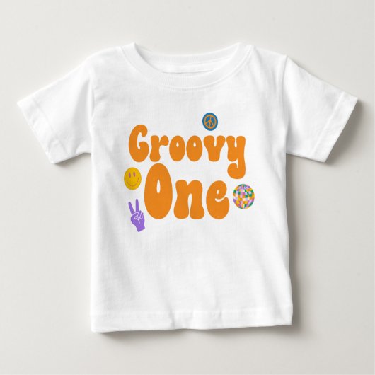 T-shirt Pour Bébé Super One Retro 70's 1er Anniversaire Orange  (Devant)