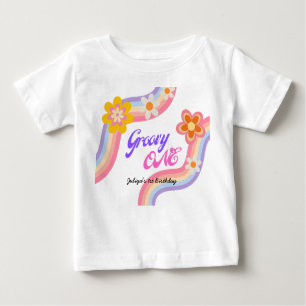 T-shirt Pour Bébé Super One Retro Rainbow 1er anniversaire