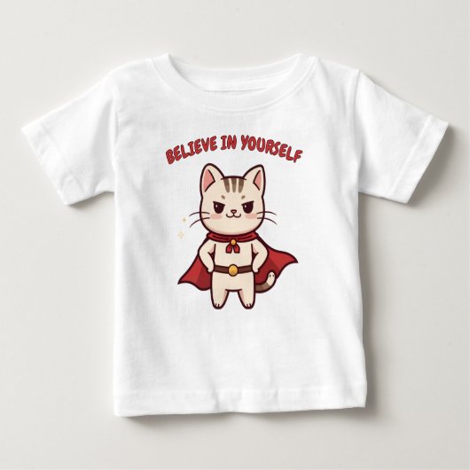 T-shirt Pour Bébé Superhero Cat Believe in Yourself  (Devant)